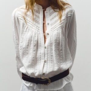 NWT Zara Romantic Lace Trim Blouse